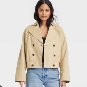 Women's Double-Breasted Tan Jacket